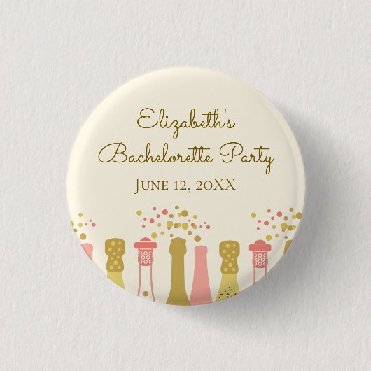 Retro Glam Champagner-Junggeselinnen-Abschied der Button (Vorderseite)