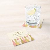 Retro Glam Champagner-Junggeselinnen-Abschied der Rechteckiger Pappuntersetzer (Vor Ort)