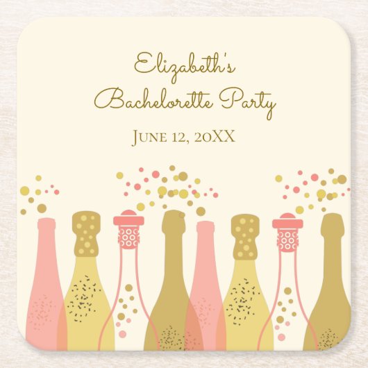 Retro Glam Champagner-Junggeselinnen-Abschied der Rechteckiger Pappuntersetzer (Vorderseite)