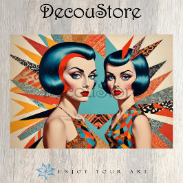Retro Glam Duo – Vintage Pop Art Women Decoupage Seidenpapier