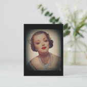 Retro Glam Girl Lipstick Postkarte (Stehend Vorderseite)