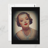 Retro Glam Girl Lipstick Postkarte (Vorne/Hinten)