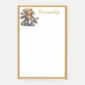 Retro Glam Girl Motorcyle Gold Border personalisie Post-it Klebezettel (Vorderseite)