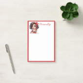Retro Glam Girl Rose Tattoo Red Border Personalisi Post-it Klebezettel (Büro)