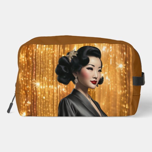 Retro Glam Girls (Keiko) Druckknopfbeutel Waschbeutel (Rückseite)