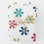 Retro Glam Girly 60er Glitzer Blume Geschenkpapier Set (Beispiel)