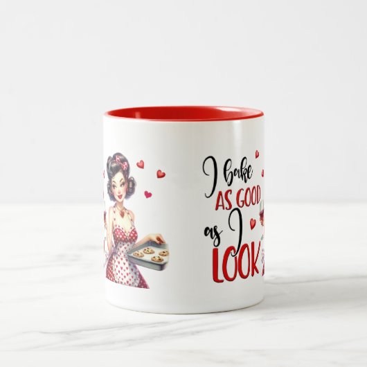 Retro Glam Hausfrau Funny Sarcastic Kitekonzept Zweifarbige Tasse (Mittel)