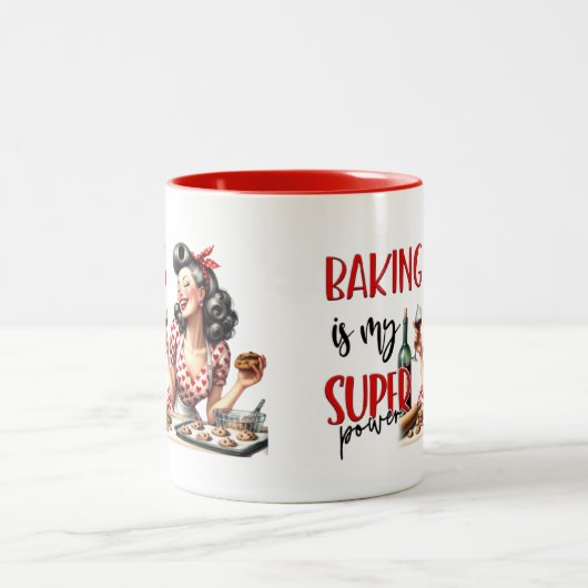 Retro Glam Hausfrau Funny Sarcastic Kitekonzept Zweifarbige Tasse (Mittel)