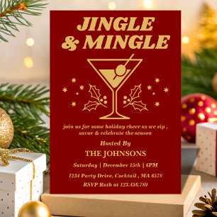 Retro Glam Jingle & Mingle Weihnachtscocktail Einladung
