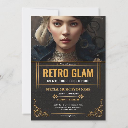Retro Glam Party Flyer Template (Vorderseite)