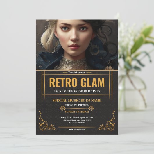 Retro Glam Party Flyer Template (Stehend Vorderseite)