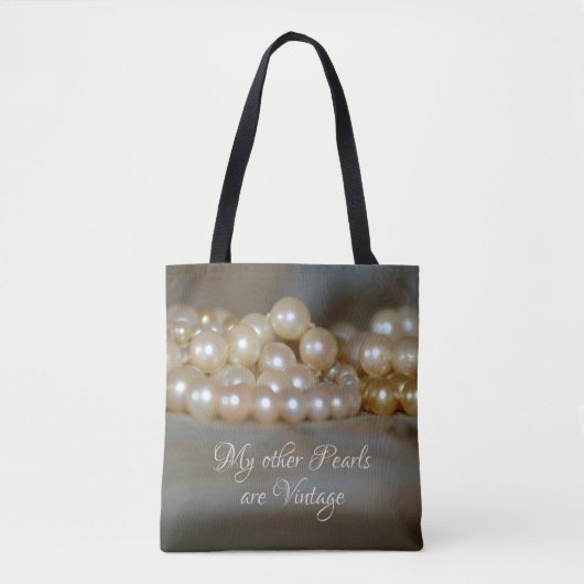 Retro Glam Pearls Grau und Cream Schöner Chic Tasche (Vorderseite)