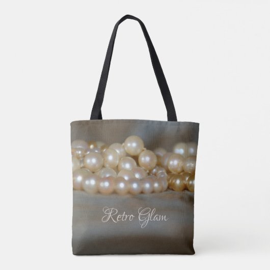 Retro Glam Pearls Grau und Cream Schöner Chic Tasche (Rückseite)