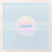 Retro Glam Personalisiert Ice Blue und Opal Glasuntersetzer (Vorderseite)