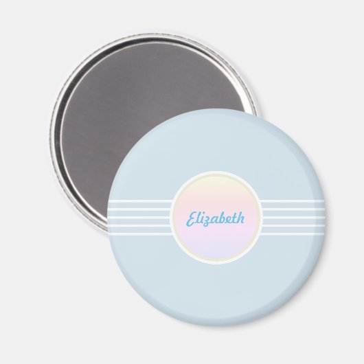 Retro Glam Personalisiert Ice Blue und Opal Magnet (Vorderseite/Rückseite)