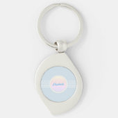 Retro Glam Personalisiert Ice Blue und Opal Schlüsselanhänger (Vorderseite)