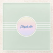 Retro Glam Personalisiert Mint Green und Opal Glasuntersetzer (Vorderseite)