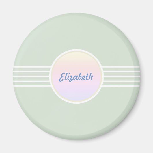 Retro Glam Personalisiert Mint Green und Opal Magnet (Vorne)