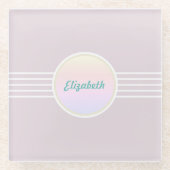 Retro Glam Personalisiert rosa und opal Glasuntersetzer (Vorderseite)