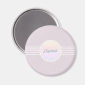 Retro Glam Personalisiert rosa und opal Magnet (Vorderseite/Rückseite)