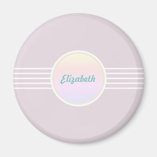 Retro Glam Personalisiert rosa und opal Magnet (Vorne)