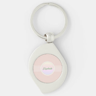 Retro Glam Personalisierte Pastell-Korallenrosa un Schlüsselanhänger