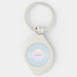 Retro Glam Personalisiertes Eisblau und Opal Schlüsselanhänger