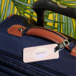 Retro Glam Personalisiertes Pastell Korallenrosa u Gepäckanhänger