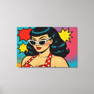 Retro Glam Pop Art Frau in Cat-Eye-Sonnenbrille Leinwanddruck