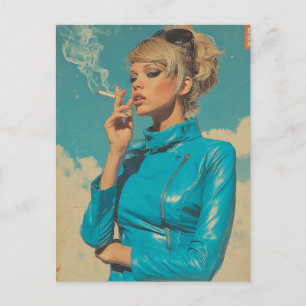 Retro Glam Rauchen Mode Postkarte