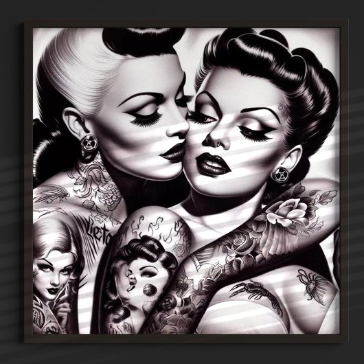 Retro Glam Tattoo Girls Poster