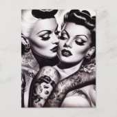 Retro Glam Tattoo Girls Postkarte (Vorderseite)