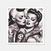 Retro Glam Tattoo Girls Serviette (Vorderseite)