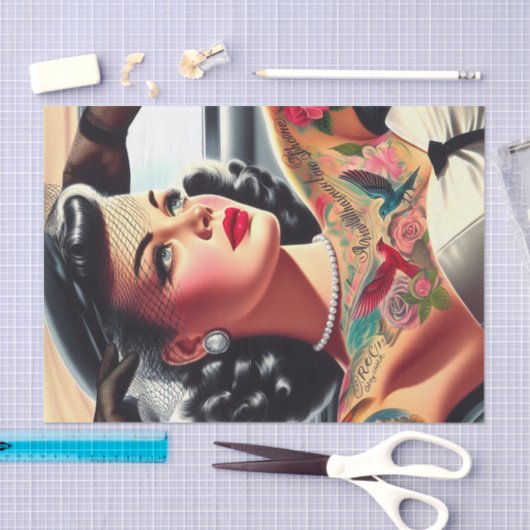 Retro Glam Tattooed Button-up Seidenpapier (Handwerk)