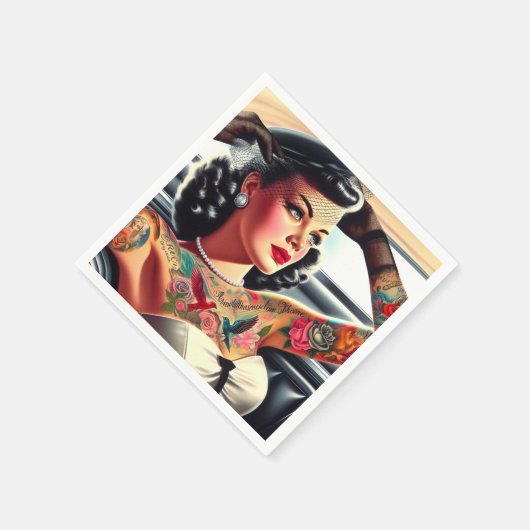 Retro Glam Tattooed Button-up Serviette (Ecke)