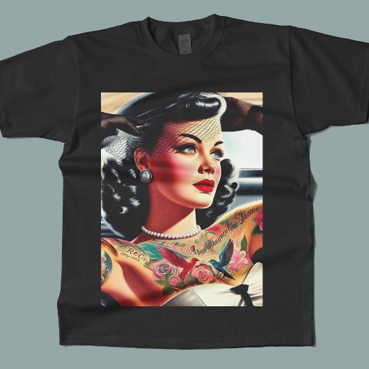 Retro Glam Tattooed Button-up T-Shirt