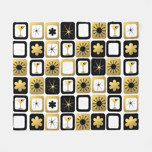 Retro Glamorous Gold Fleece Blanket (Vorderseite (Horizontal))