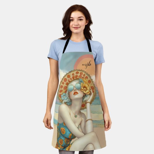 Retro Glamour Beach Vibes mit Monogram Schürze (Getragen)