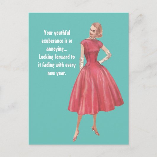 Retro Glamour Frau Sarcastic Geburtstagskarte Postkarte (Vorderseite)