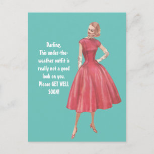 Retro Glamour Frau Sarkastische Gute Besserung Pos Postkarte