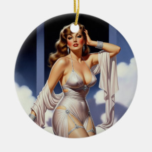 Retro Glamour Girl 40er Jahre  Keramik Ornament