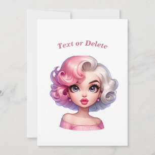 Retro Glamour Girl Animation Niedlicher Cartoon Be Feiertagskarte