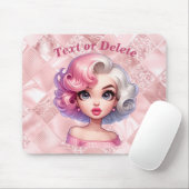 Retro Glamour Girl Animation Niedlicher Cartoon Be Mousepad (Mit Mouse)