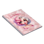 Retro Glamour Girl Animation Niedlicher Cartoon Be Notizblock (Rechte Seite)