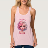 Retro Glamour Girl Animation Niedlicher Cartoon Be Tank Top (Vorderseite)