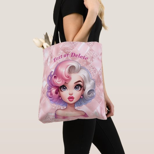 Retro Glamour Girl Animation Niedlicher Cartoon Be Tasche (Von Nahem)