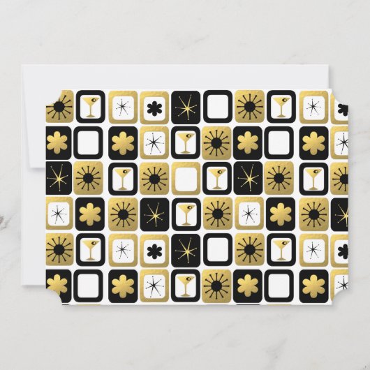 Retro Glamour Gold Einladungen (Vorderseite)