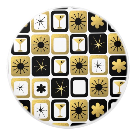 Retro Glamour Gold Keramik Pull Keramikknauf (Vorderseite)