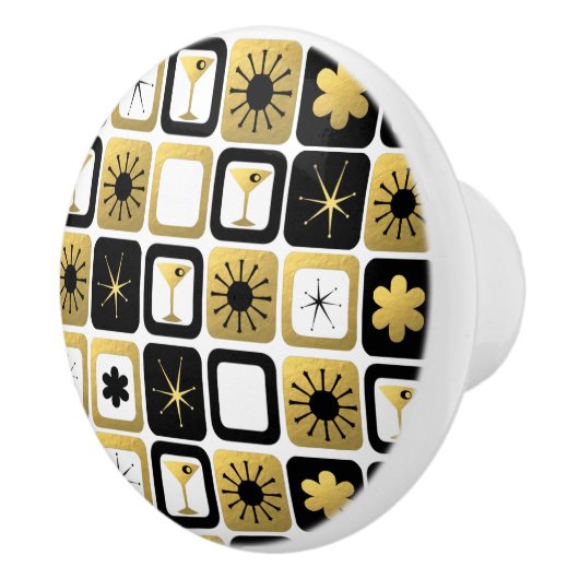 Retro Glamour Gold Keramik Pull Keramikknauf (Rechts)