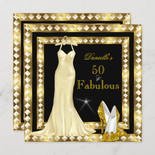 Retro Glamour Hollywood Fabulous 50 Gold Deko 2 Einladung
